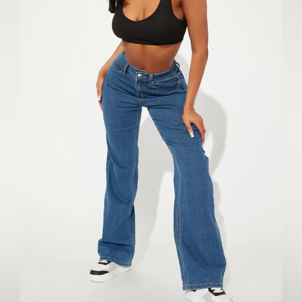 FashionNova Medium Wash Straight Leg Jeans